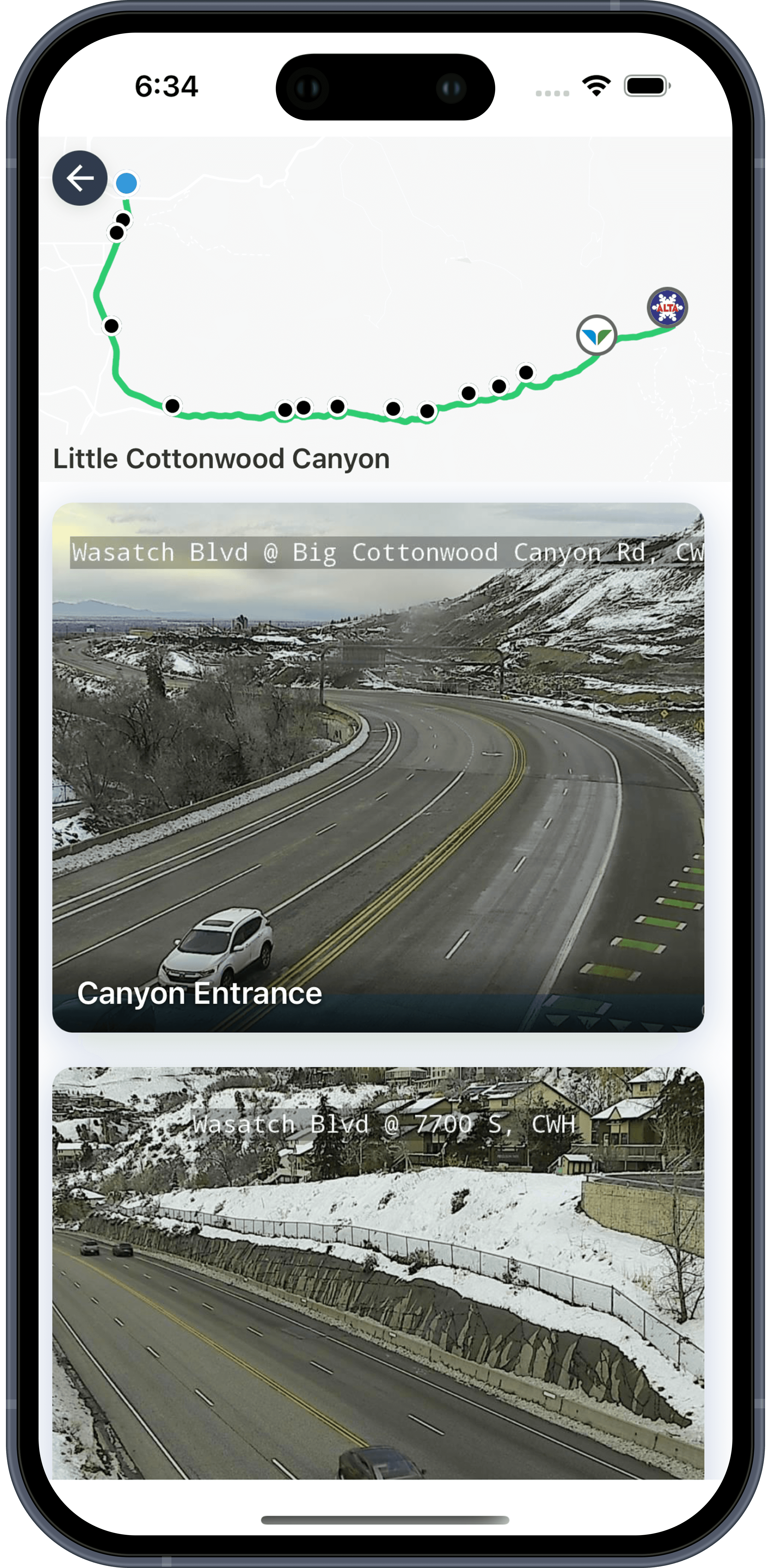 Ski Roads App Screenshot